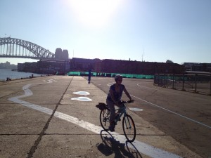Riding in Sydney (no pedestrians or motorists in sight)